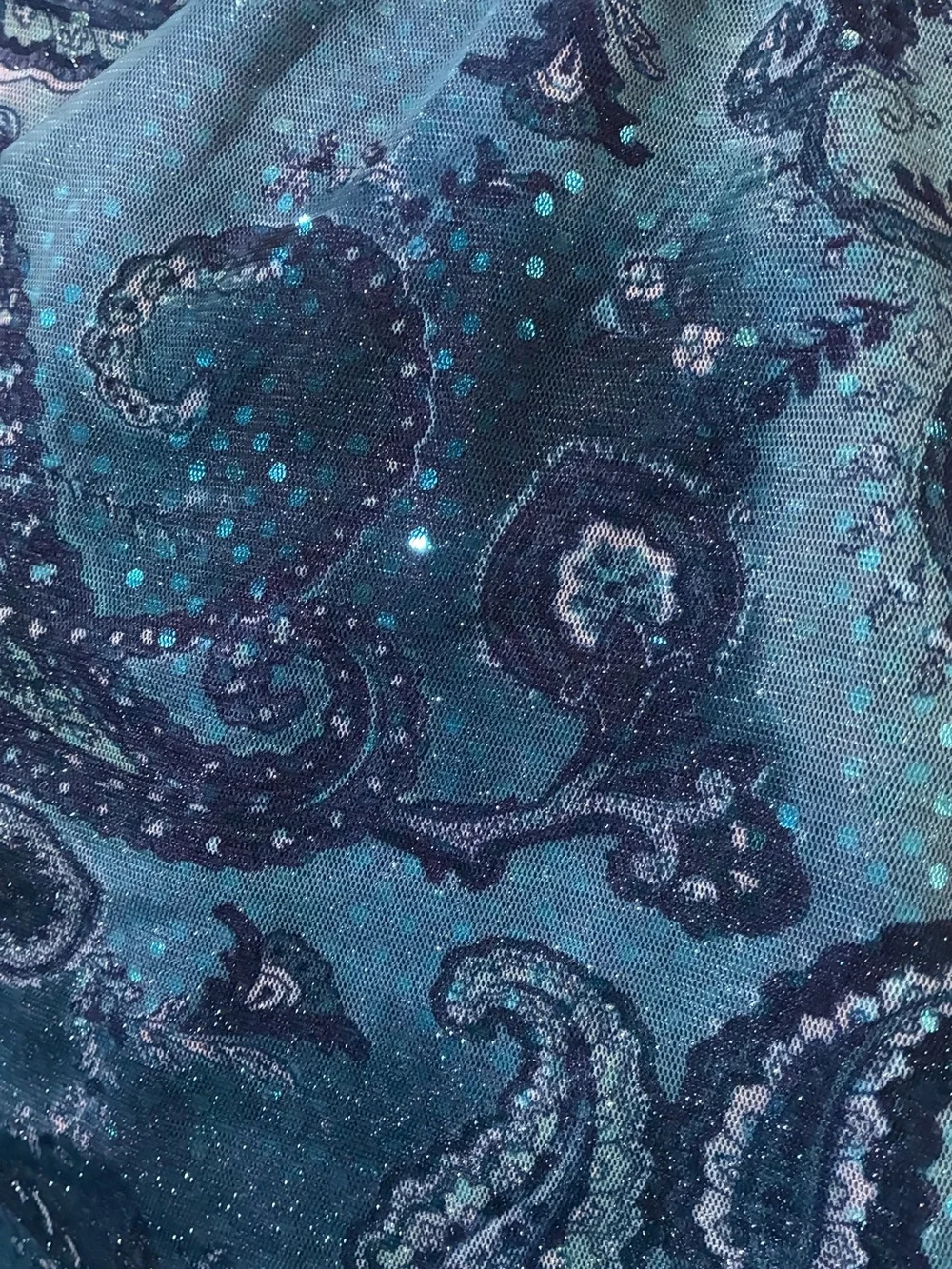 Vintage Y2K Anchor Blue Paisley Glitter Halter Top - Size OS
